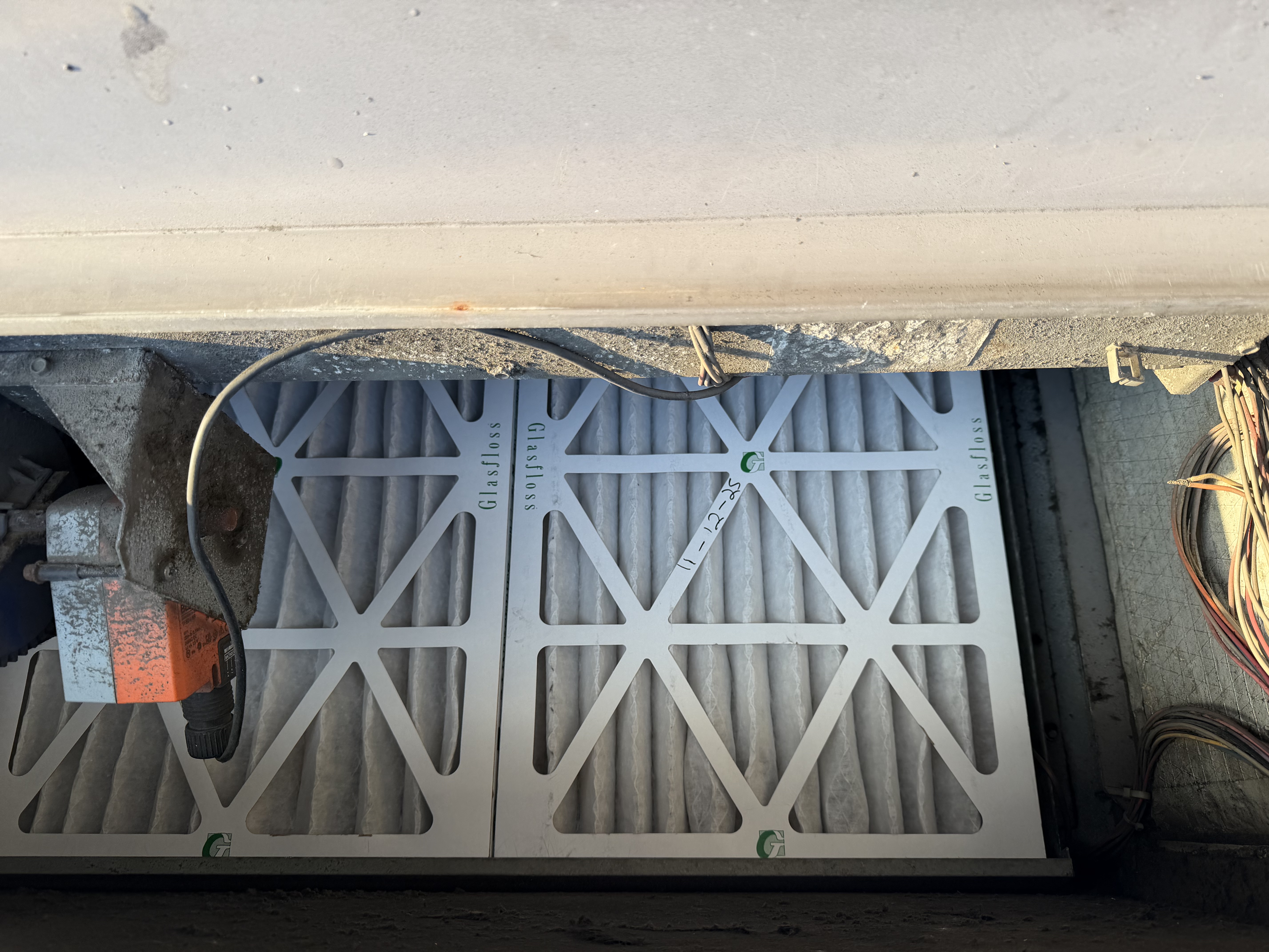 New rooftop unit filters after commercial HVAC maintenance